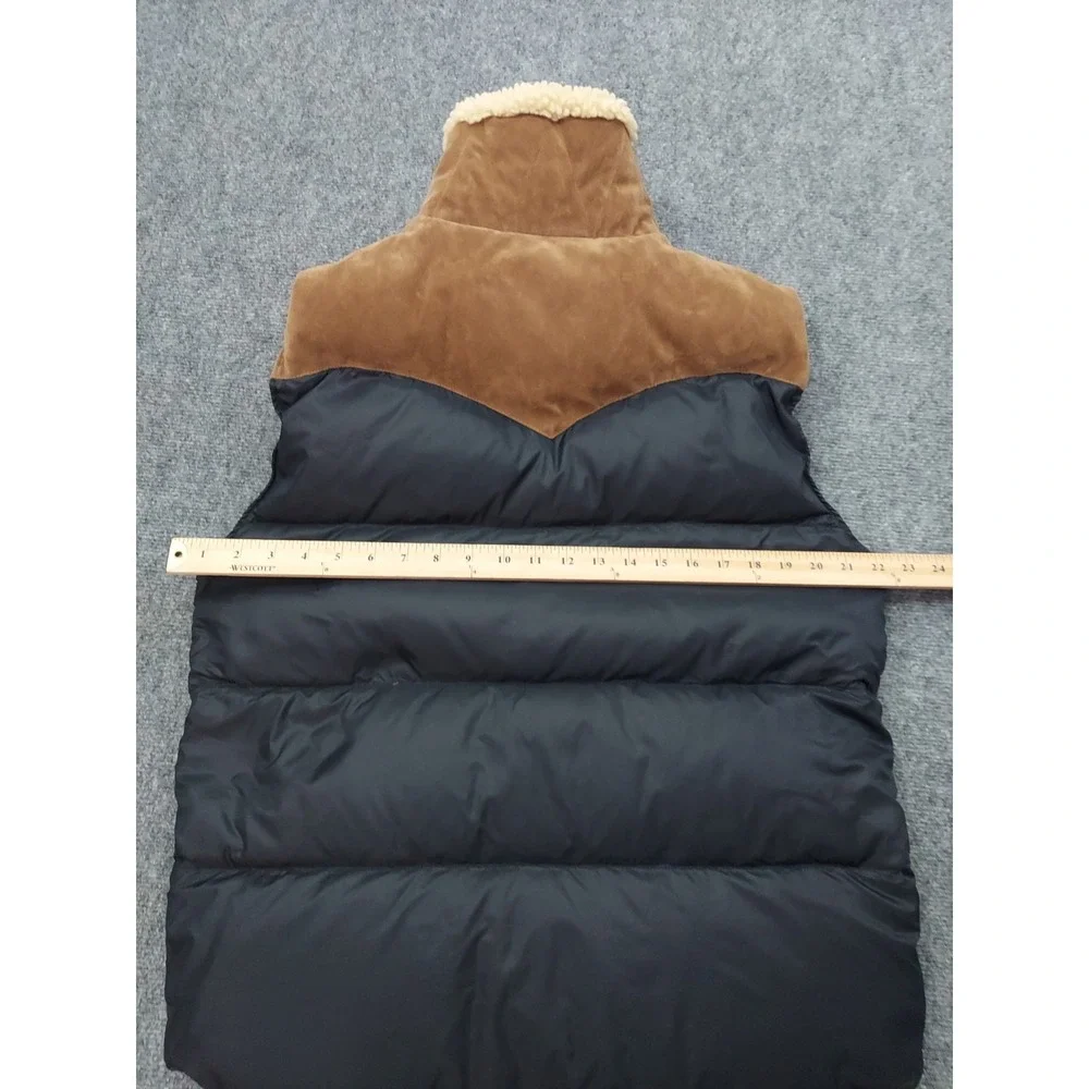 Denim & Supply Ralph Lauren Vest Mens Large Navy Brown Western Sherpa Collar